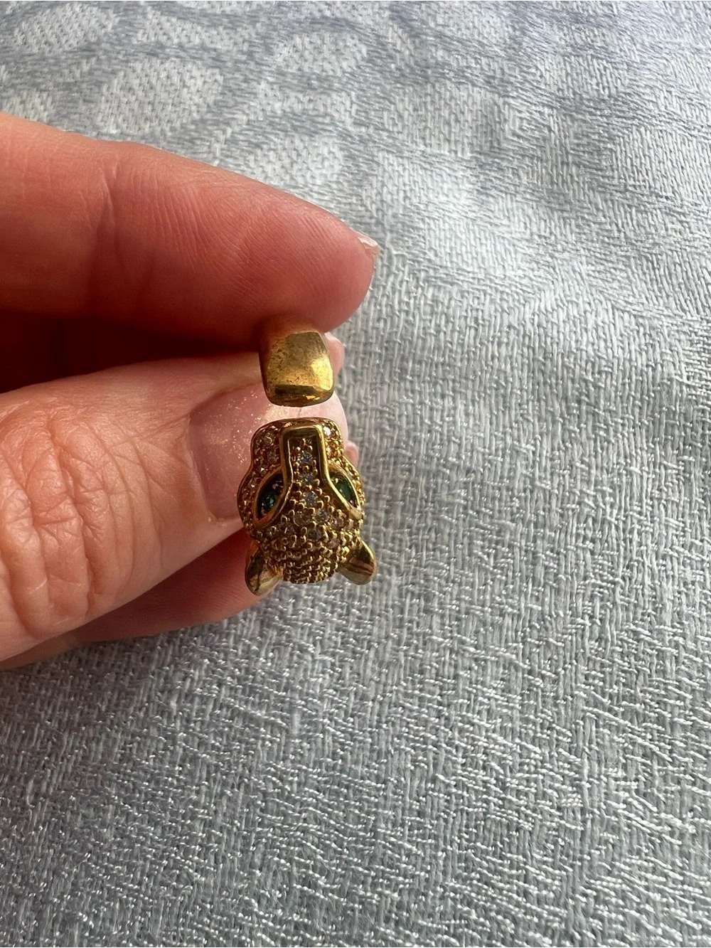 Gold Panther Head Cufflinks and Ring Set - Men's Accessory